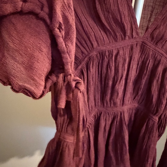 FAVLUX Balloon Sleeve Plunge Peplum Blouse - Picture 5 of 7